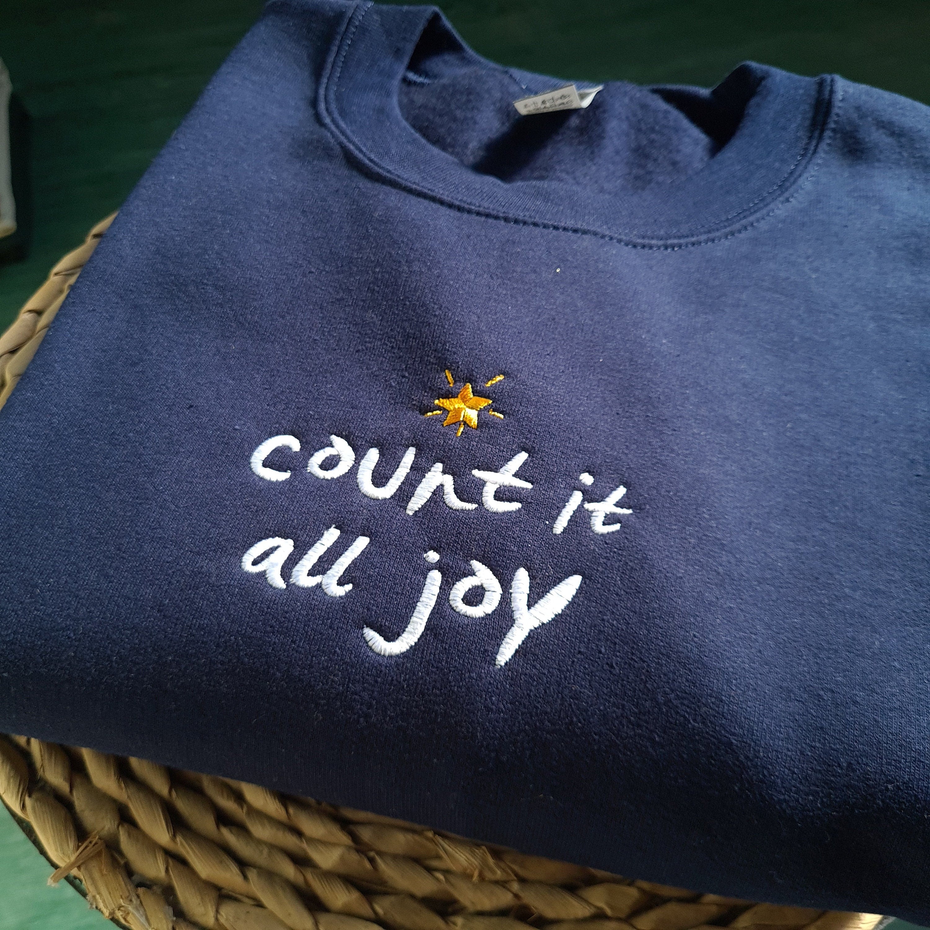 Embroidered 'Count It All Joy' Sweatshirt, Christian Clothing, Bible Verse Sweatshirt, Spiritual Crewneck, Christian Gift, Embroidered Sweater